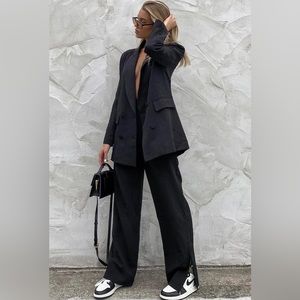 White Fox Chain Reaction Oversized Blazer Black